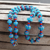 Colorful Chevron and White Heart Venetian Beads Glass Beads Necklace NCC-2
